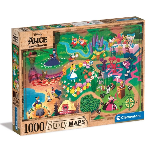 Disney - Puzzle Story Maps Alice au pays des merveilles (1000 pièces)