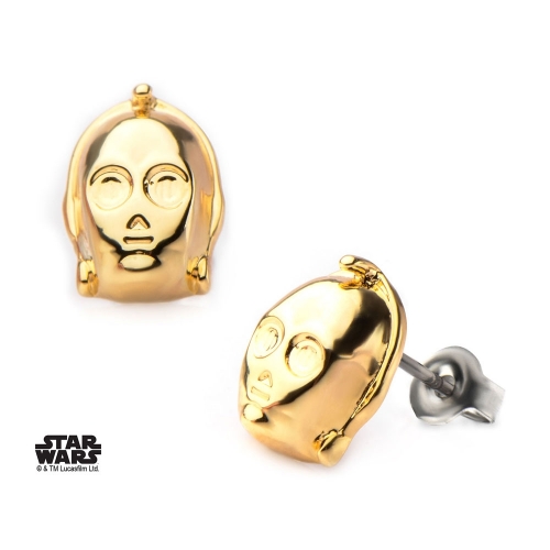 Star Wars - Boucles d'oreille 3D C-3PO Face (plaqué or)
