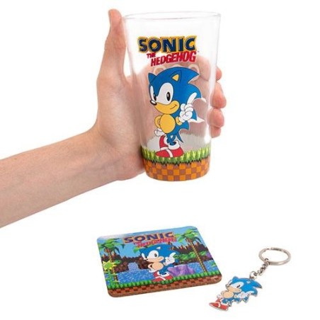 Sonic The Hedgehog - Sonic the Hedgehog set porte-clés, verre et sous-verre Classic