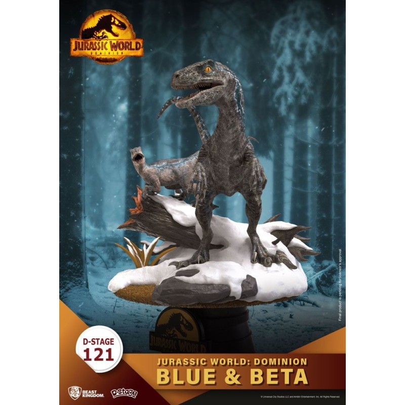 Jurassic Park - Jurassic World : Le Monde d'après D-Stage PVC Diorama Blue & Beta 13 cm