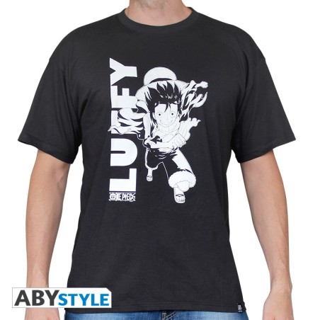 One Piece - Tshirt Luffy running homme MC black used - 150gr