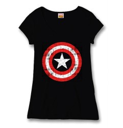 Captain America - T-Shirt femme Logo noir 
