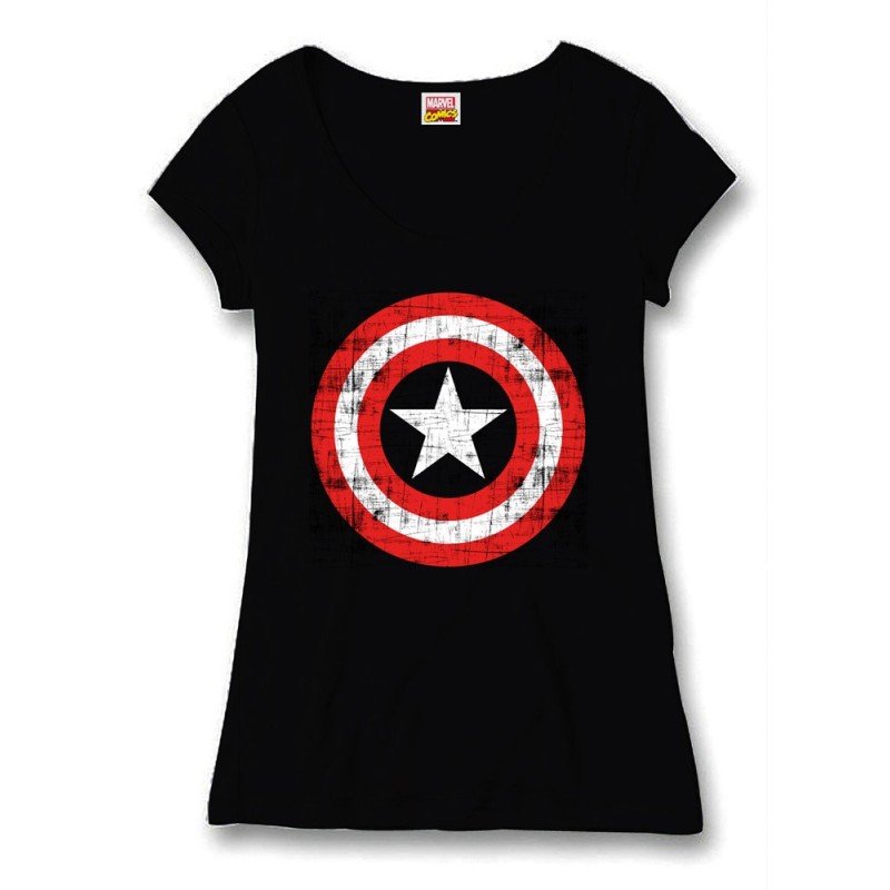 Captain America - T-Shirt femme Logo noir 