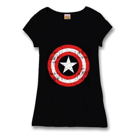 Captain America - T-Shirt femme Logo noir 