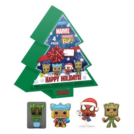 Marvel - Holiday 2022 pack 4 porte-clés Pocket POP! Vinyl Tree Holiday Box 4 cm