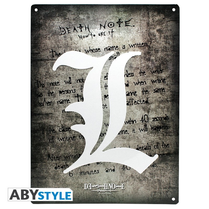 Death Note - Plaque mÃ©tal L Symbol (28x38) Broch.