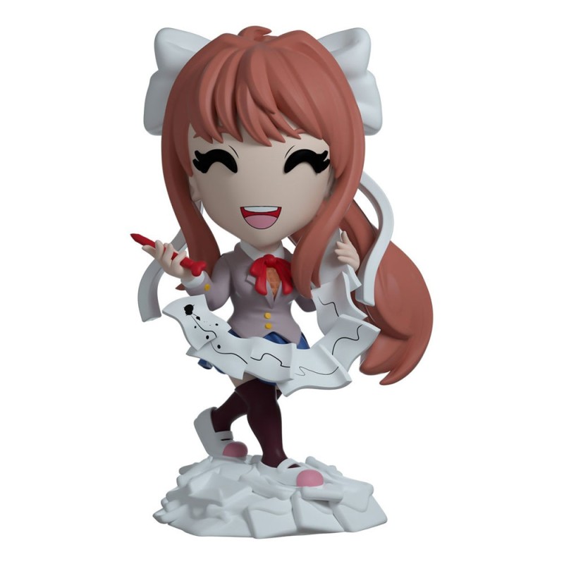 Figurine Yuri (Monika Version Q) - Anime PVC Avec Visages Et Accessoires Interchangeables - Hauteur 10 Cm - Cadeau Pour Fans D'anime Et Décoration Bureau