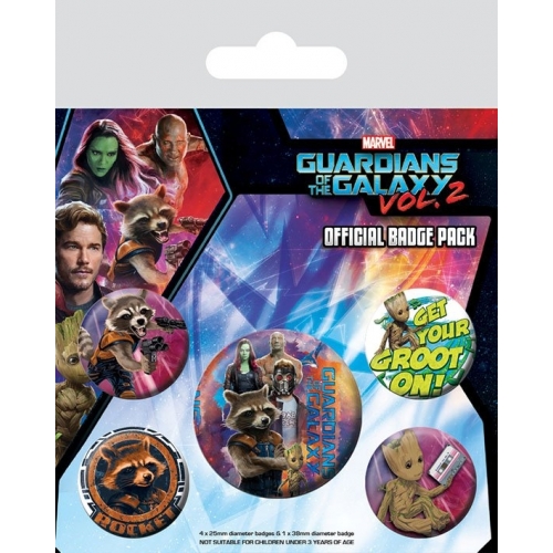 Les Gardiens de la Galaxie Vol. 2 - Pack 5 badges Rocket & Groot