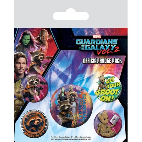 Gardiens de la Galaxie, Les - Les Gardiens de la Galaxie Vol. 2 pack 5 badges Rocket & Groot