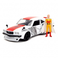 One Punch Man Hollywood Rides - Réplique 1/24 Mazda RX-3 1974 avec figurine One Punch Man