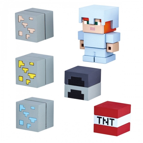 Minecraft - Figurines Mine-Keshi 2- 4 cm Starter Set Cave Adventure Pack & Alex