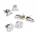 Harry Potter - Pack 3 Paires de boucles d'oreille Snitch/Deathly Hallows/Platform 9 3/4 (plaque argent)