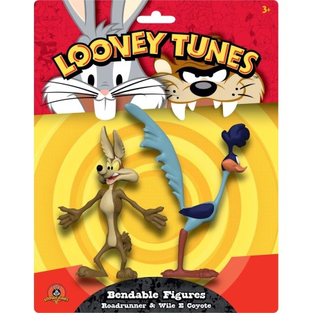 Looney Tunes - Pack 2 figurines flexibles Roadrunner & Wile E Coyote 15 cm