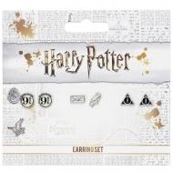 Harry Potter - Pack 3 boucles d'oreille plaquées argent Platform 9 3/4, Hedwig & Letter, Deathly Hallows