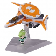 Macross Delta - Véhicule avec figurine Tiny Session VF-31E Siegfried (Chuck Mustang Use) with Reina Prowler 10 cm