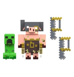 Minecraft Legends - Pack 2 figurines Creeper vs Piglin Bruiser 8 cm