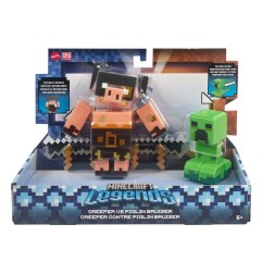 Minecraft Legends - Pack 2 figurines Creeper vs Piglin Bruiser 8 cm