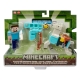 Minecraft - Pack 2 figurines Steve et cheval avec armure 8 cm