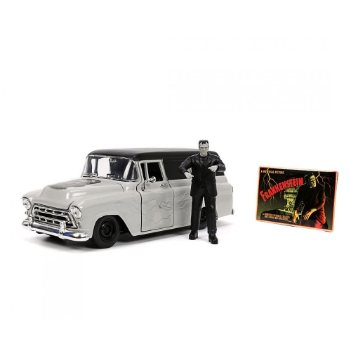 Universal Monsters - Réplique métal 1/24 Chevy Suburban 1957 avec figurine Frankenstein