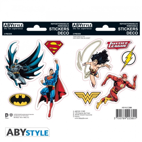 Dc Comics - 2 planches Stickers Justice League 16x11cm