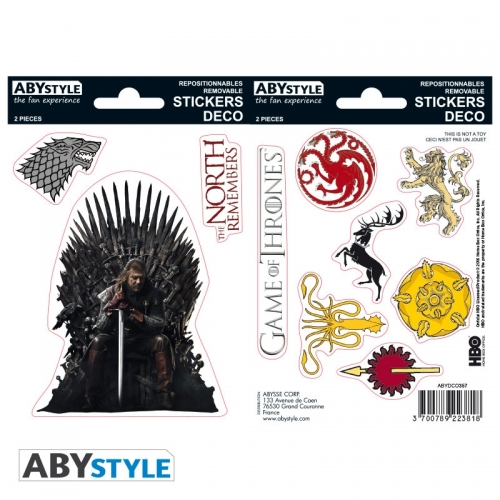 Game Of Thrones - 2 planches Stickers Stark Sigils 16x11cm