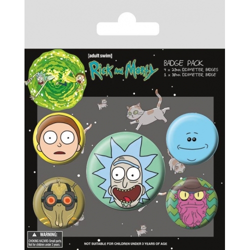 Rick et Morty - Pack 5 badges Heads