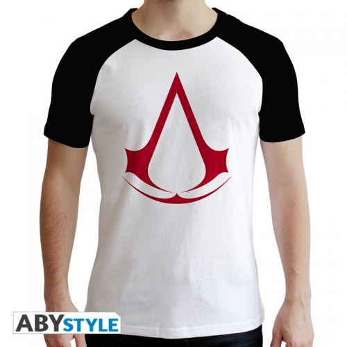 Assassin's Creed - T-shirt Crest homme MC blanc & noir - premium