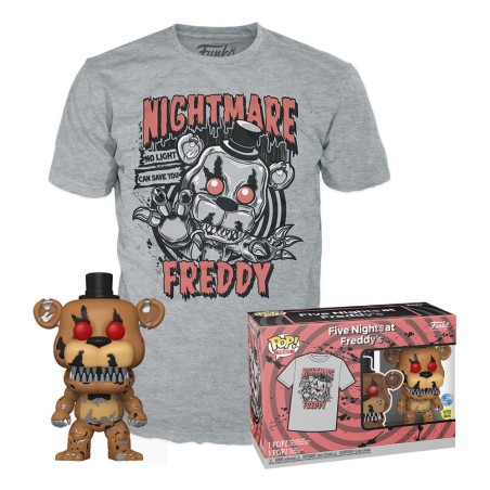 Five Nights at Freddy's - POP! & Tee set figurine et T-Shirt Nightmare Freddy(GW) 