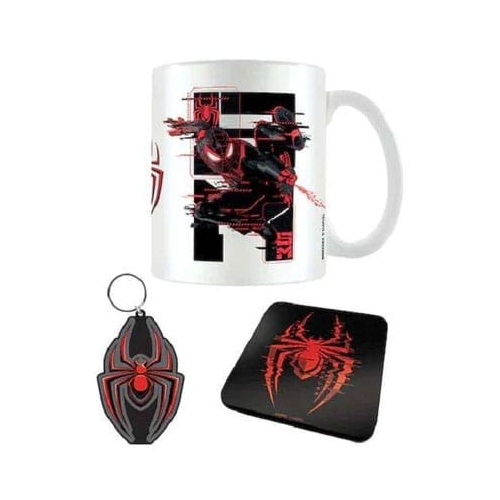 Marvel - Set mug, sous-verre et porte-clés Spider-Man Miles Morales Web Glitch