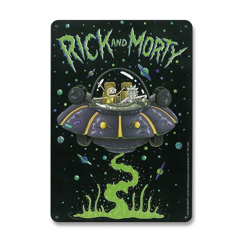 Rick et Morty - Rick & Morty panneau métal Spaceship 15 x 21 cm