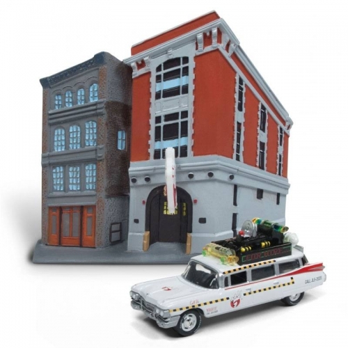 SOS Fantômes - Réplique métal 1/64 Cadillac 1959 Ecto-1 & Firehouse Diorama Set