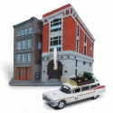 SOS Fantômes - Réplique métal 1/64 Cadillac 1959 Ecto-1 & Firehouse Diorama Set