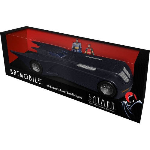 Batman The Animated Series - Pack 2 figurines flexibles et véhicule Batmobile avec Batman et Robin