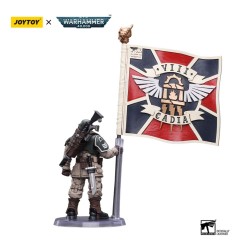 Warhammer - 40k figurine 1/18 Astra Militarum Cadian Command Squad Veteran with Regimental Standard 12 cm