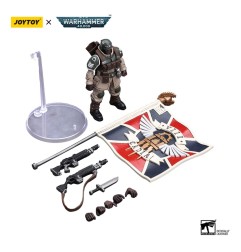 Warhammer - 40k figurine 1/18 Astra Militarum Cadian Command Squad Veteran with Regimental Standard 12 cm