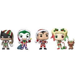 DC Comics - Pack 4 figurines POP! Heroes Vinyl Holiday 9 cm