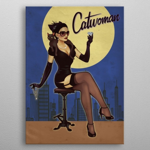 DC Comics - Poster en métal Bombshells Catwoman 10 x 14 cm