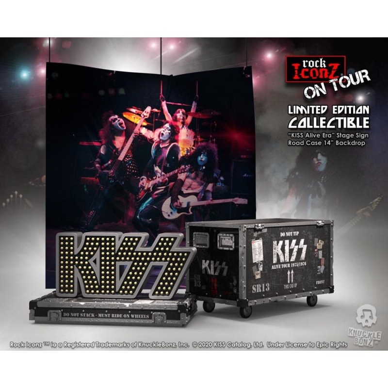 Kiss - Statuette Rock Ikonz On Tour caisse de tournée + décor de scène Alive! Tour