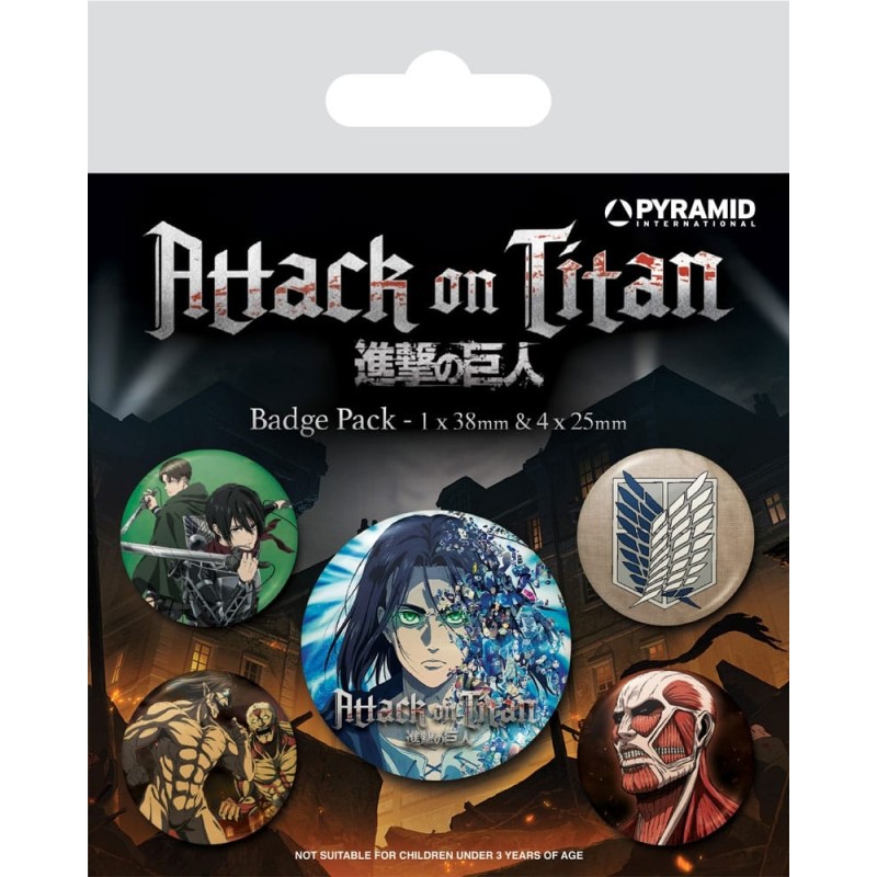 L'Attaque des Titans - Attack on Titan pack 5 badges Season 4