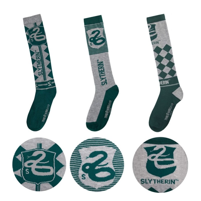 Harry Potter - Pack 3 paires de chaussettes Serpentard Harry Potter - Pack 3 paires de chaussettes Serpentard