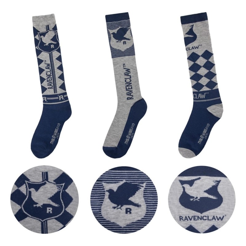 Harry Potter - Pack 3 paires de chaussettes à genoux Serdaigle