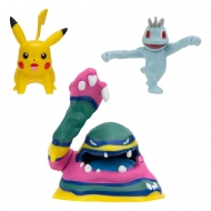 Pokémon - Pack 3 figurines Battle Figure Set Machoc, Pikachu 1, Alolan Grotadmorv 5 cm