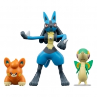 Pokémon - Pack 3 figurines Battle Figure Set Vipélierre, Pawmi, Lucario 5 cm
