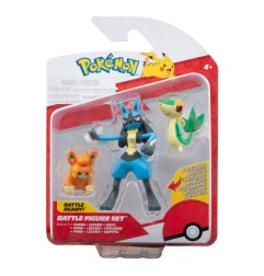 Pokémon - Pack 3 figurines Battle Figure Set Vipélierre, Pawmi, Lucario 5 cm