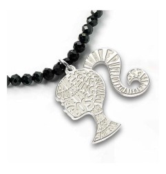 Barbie - Pendentif et collier argent Silhouette on Black Onyx Bead (argent sterling)