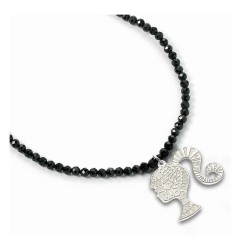 Barbie - Pendentif et collier argent Silhouette on Black Onyx Bead (argent sterling)