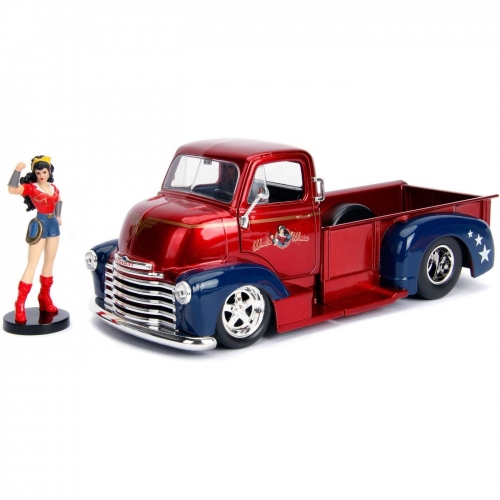 DC Bombshells - Réplique métal Hollywood Rides 1/24 Chevy COE 1952 avec figurine Wonder Woman