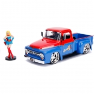 DC Bombshells - Réplique métal Hollywood Rides 1/24 Ford F100 1956 avec figurine Super Girl