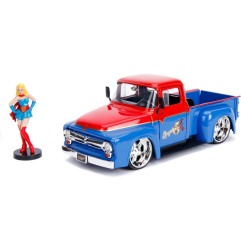 DC Comics - DC Bombshells Hollywood Rides 1/24 1956 Ford F100 métal avec figurine Super Girl