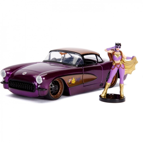 DC Bombshells - Réplique métal Hollywood Rides 1/24 Chevy Corvette 1957 avec figurine Batgirl